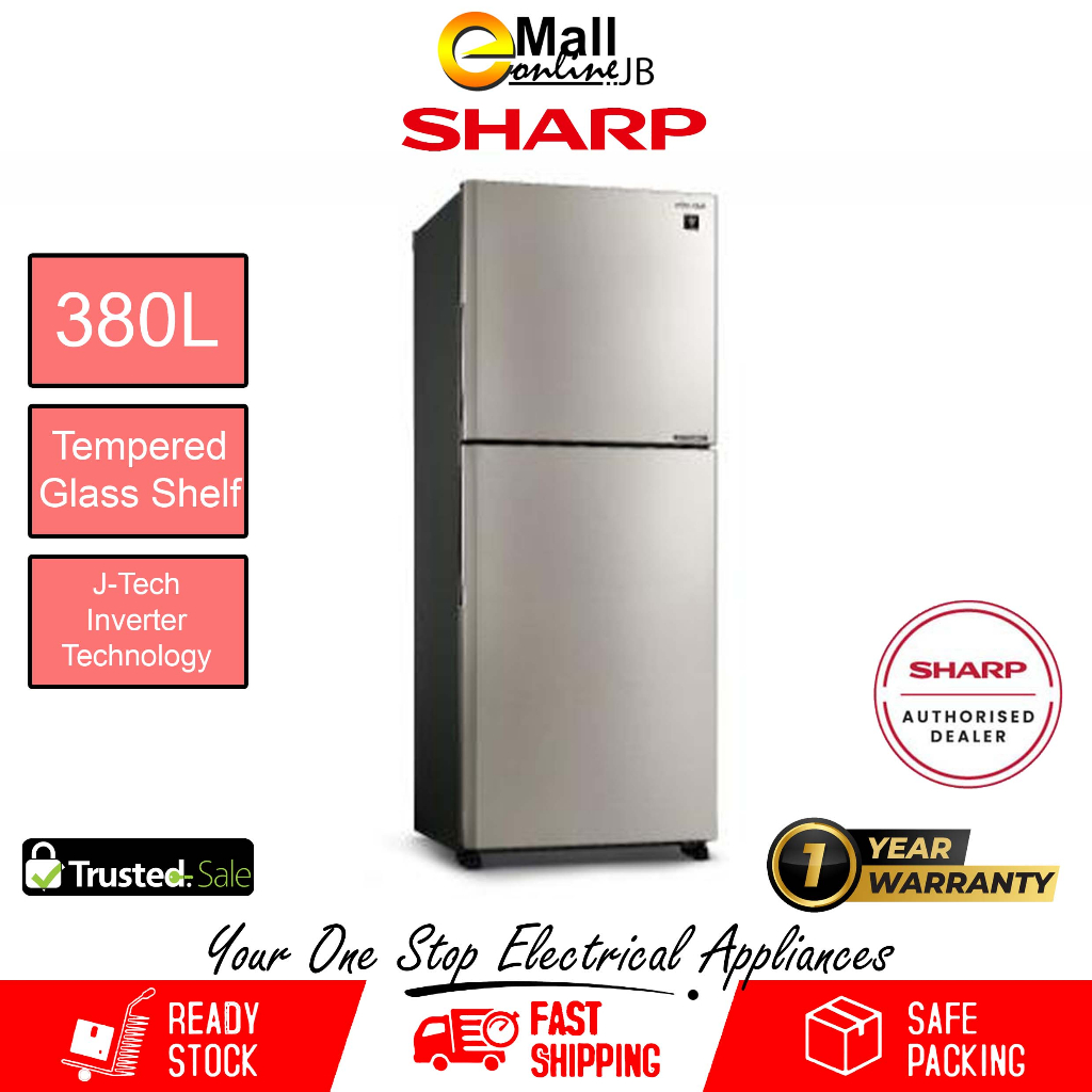 Sharp 380L 2 Door top Freezer Fridge SJ3822MSS | Refrigerator | Peti ...