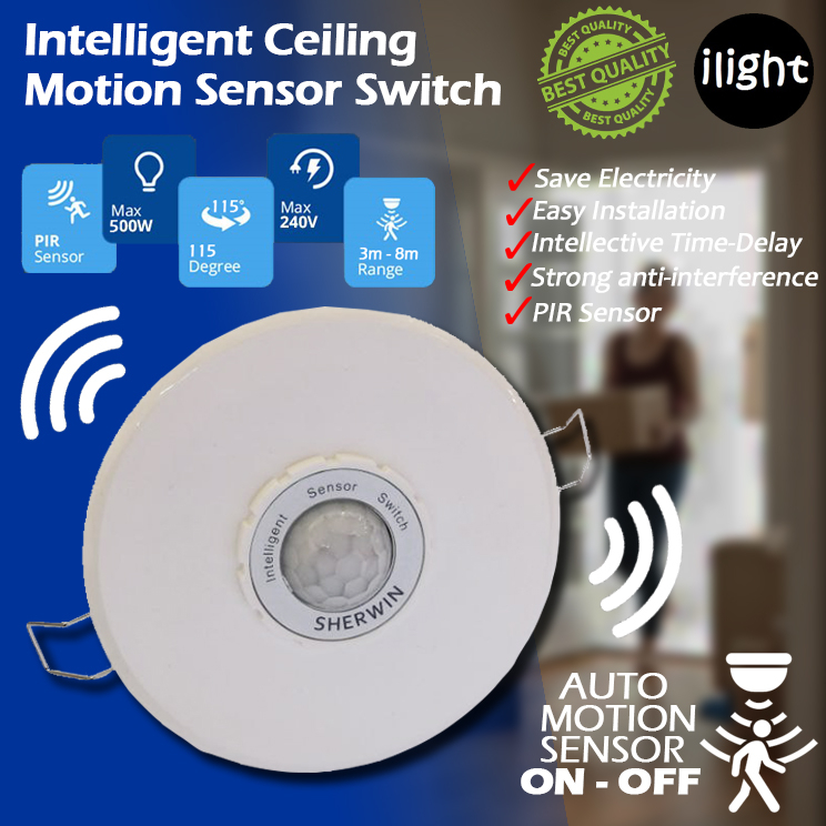 INTELLEGENT CEILING MOTION SENSOR SWITCH (White) Recessed type Shopee