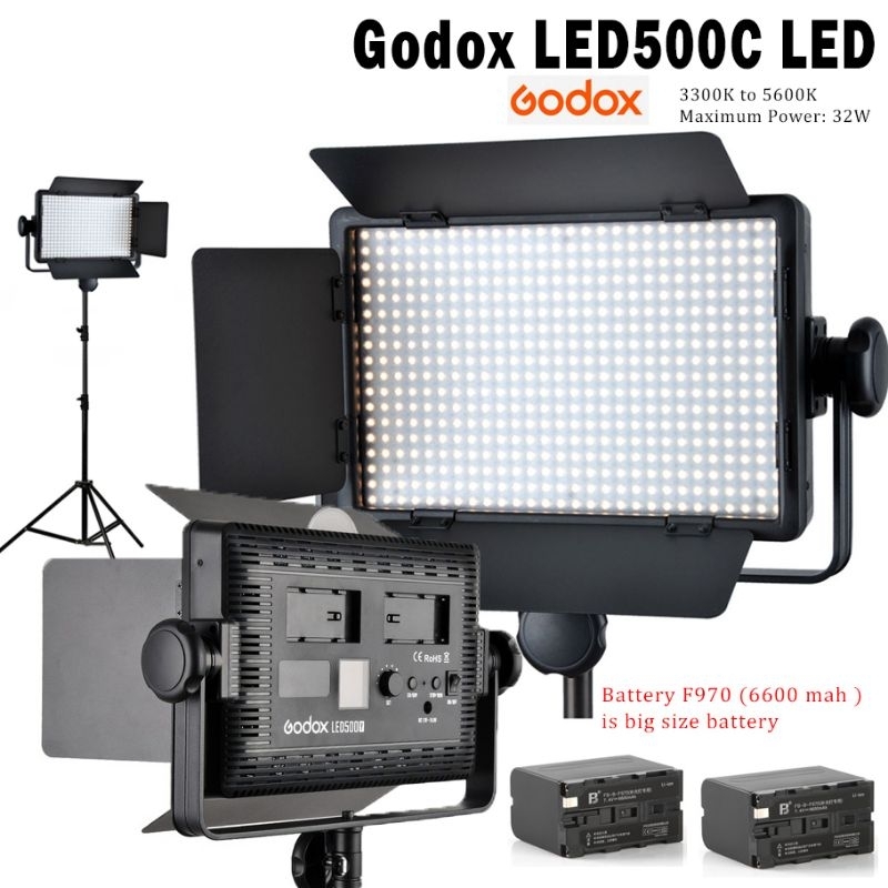 Godox LED500C BiColor LED Video Light Kit Set (Changeable Version