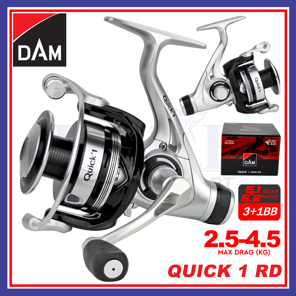 2.5kg-4.5kg Max drag) DAM Quick 1 RD Rear Drag Spinning Ultralight Light  Fishing Reel