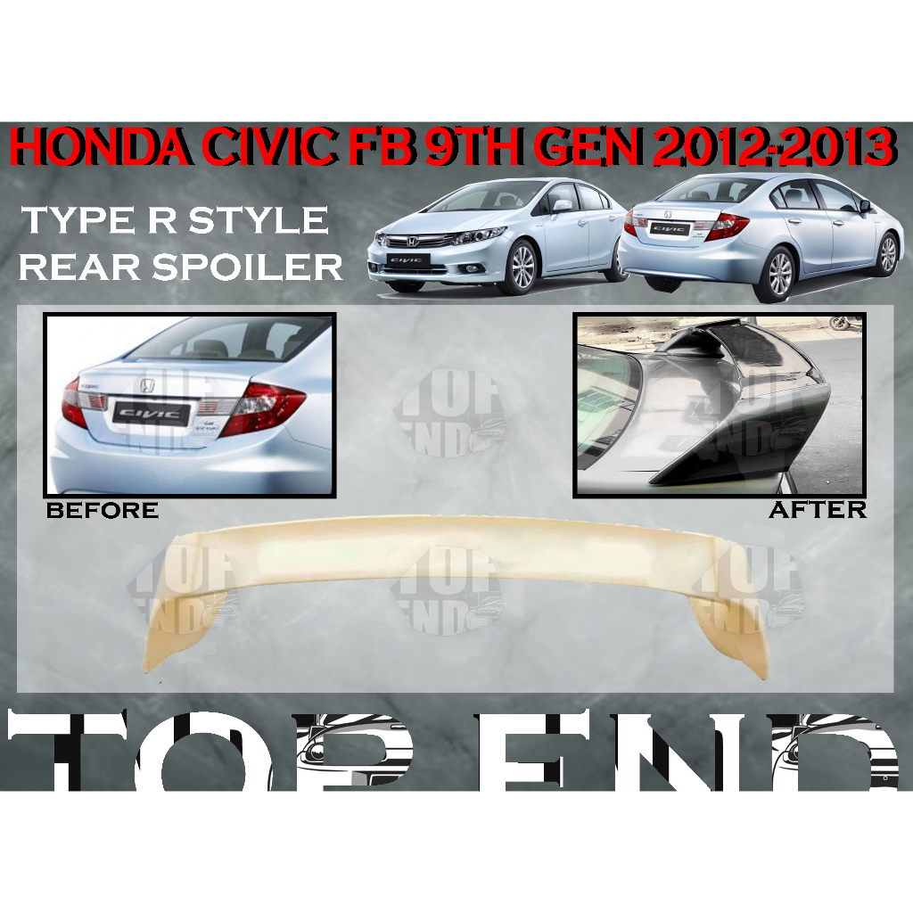 HONDA CIVIC 9 GENERATION 2012-2013 FB TYPE-R STYLE CAR SPOILER TRUNK ...
