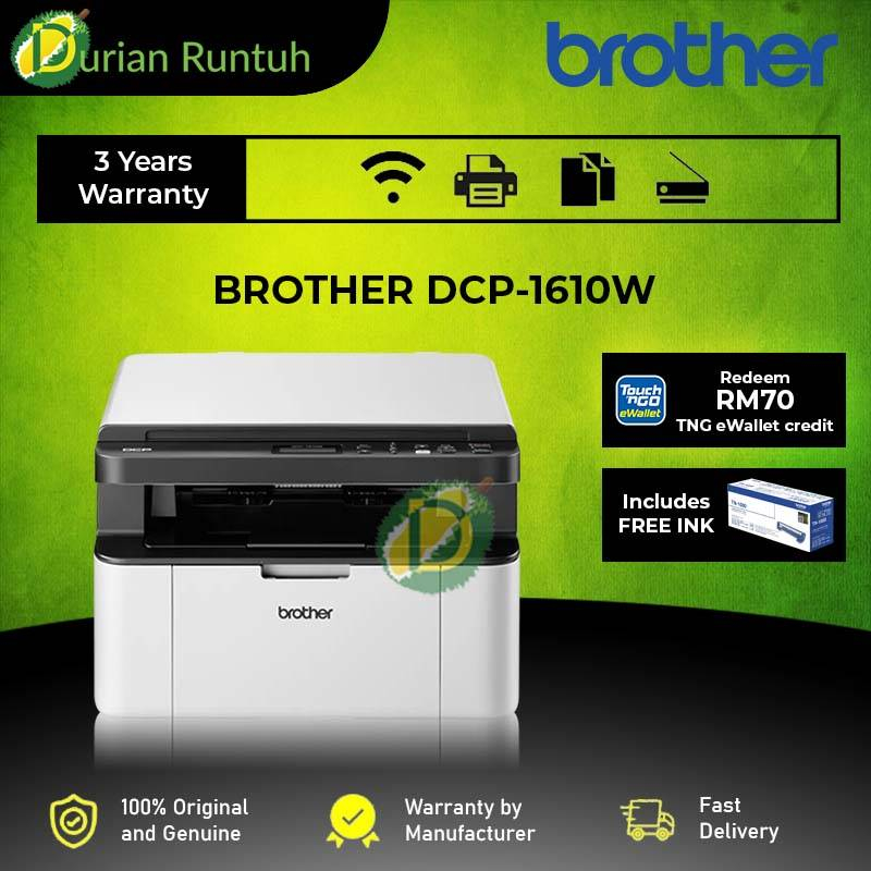 Brother DCP1510 / 1610W Mono Laser Printer Print Scan Copy WiFi