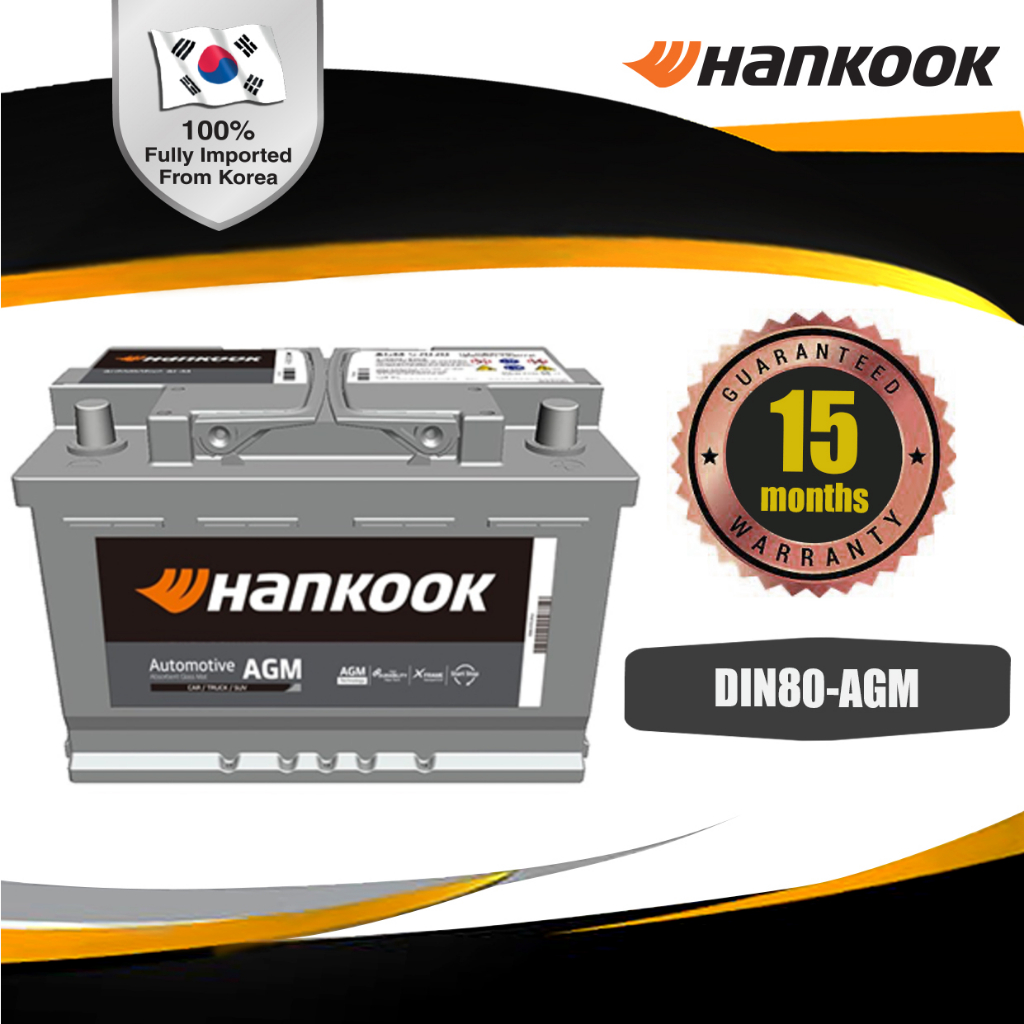 Hankook DIN80 AGM Start Stop Car Battery for Mercedes Benz W207 W204 W212 W176 W213, BMW F30