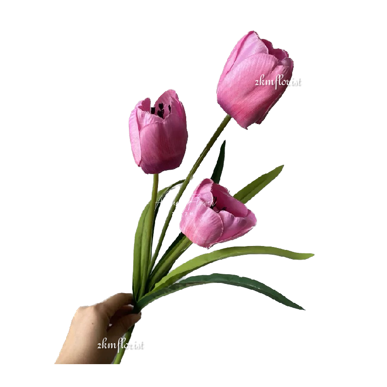 (3HEADS) TULIP Artificial Fake Silk Flower Bouquet Plant Living Room Home Decor Decoration Bunga
