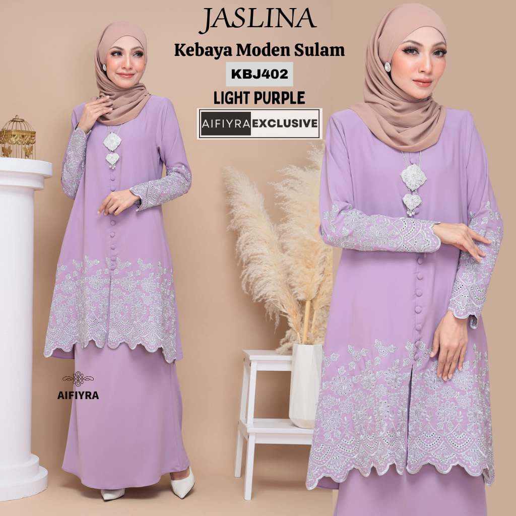 JASLINA Baju Kurung Kebaya Moden Sulam Labuh Cutting Kembang Nikah ...