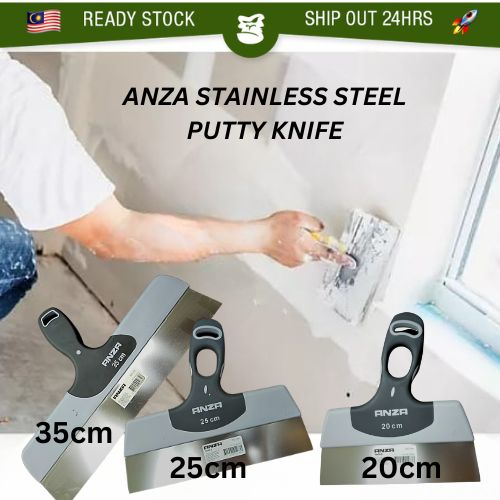 ANZA STAINLESS STEEL SKIM WIDE FILLING KNIFE SCRAPER PUTTY KNIFE 20CM ...