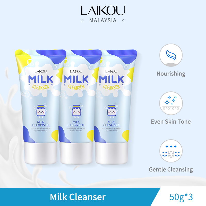 LAIKOU Milk Brightening Facial Wash 3 Pack Deep Cleansing Cleanser ...