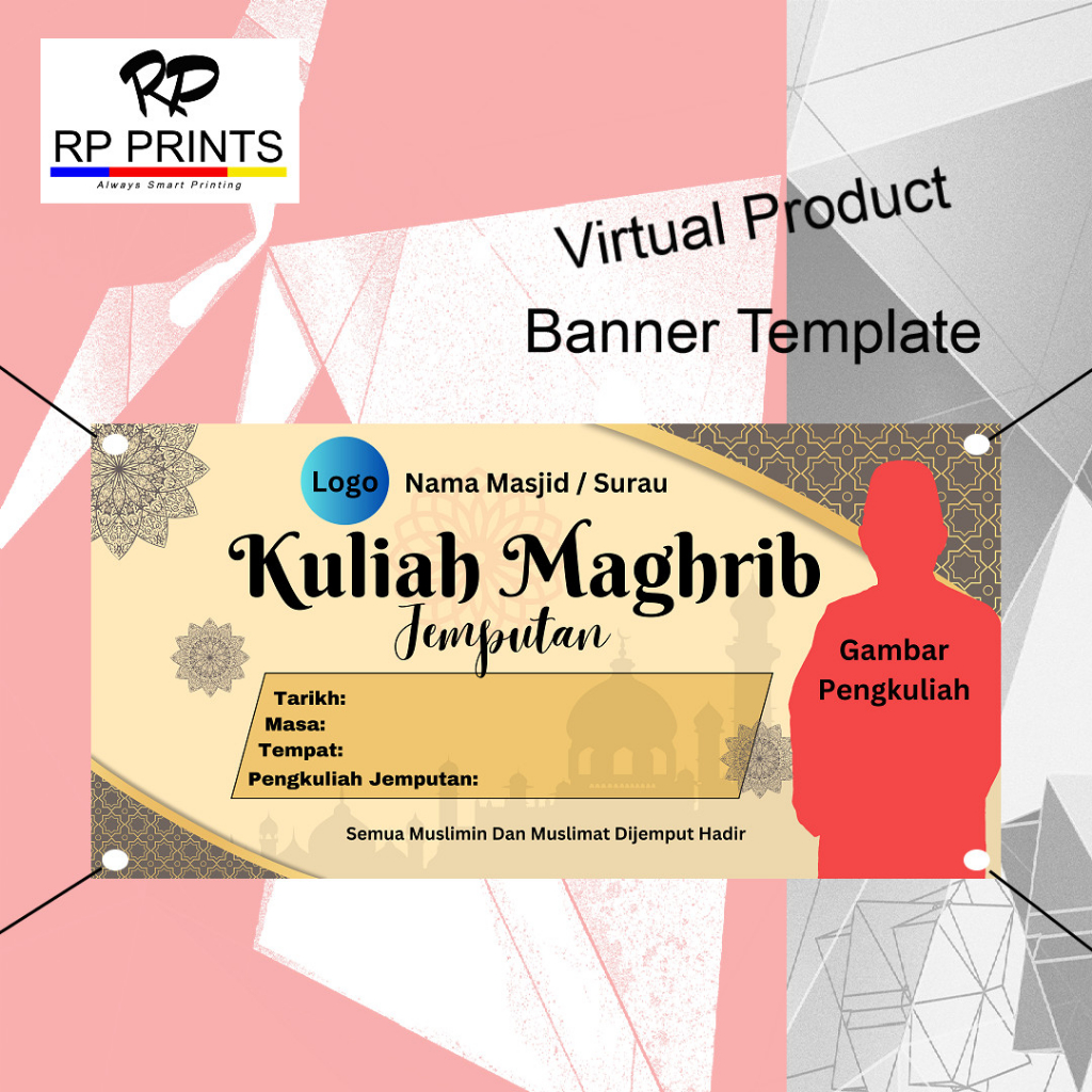 Kuliah Masjid Surau Digital Banner Artwork Ready Template Banner