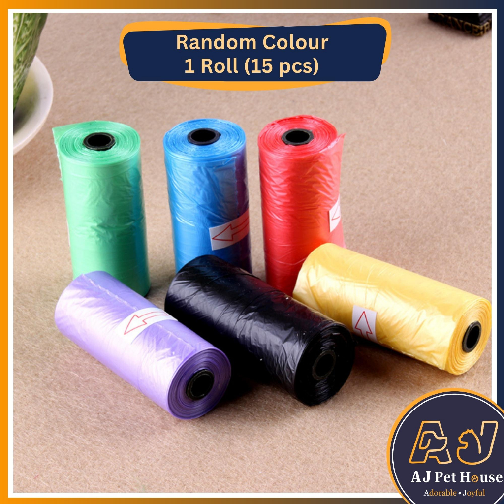 1 ROLL 15 PIECES Pet Poop Bag Trash Bag Garbage Bag Dog Cat Poop