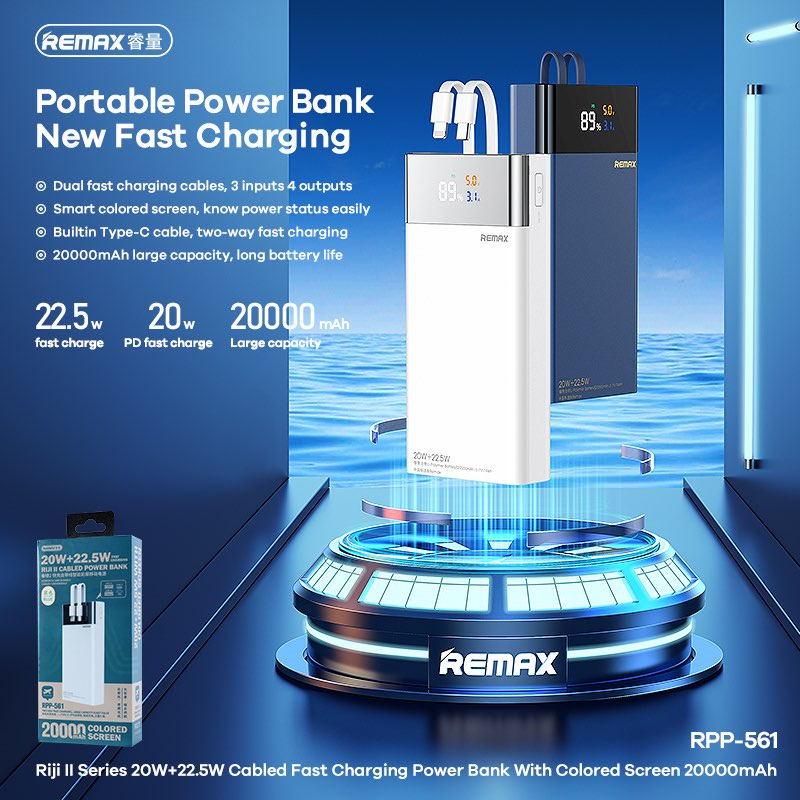 REMAX RPP-561 5A 22.5W 20000mAh Powerbank / PD 20W + QC Super Fast ...