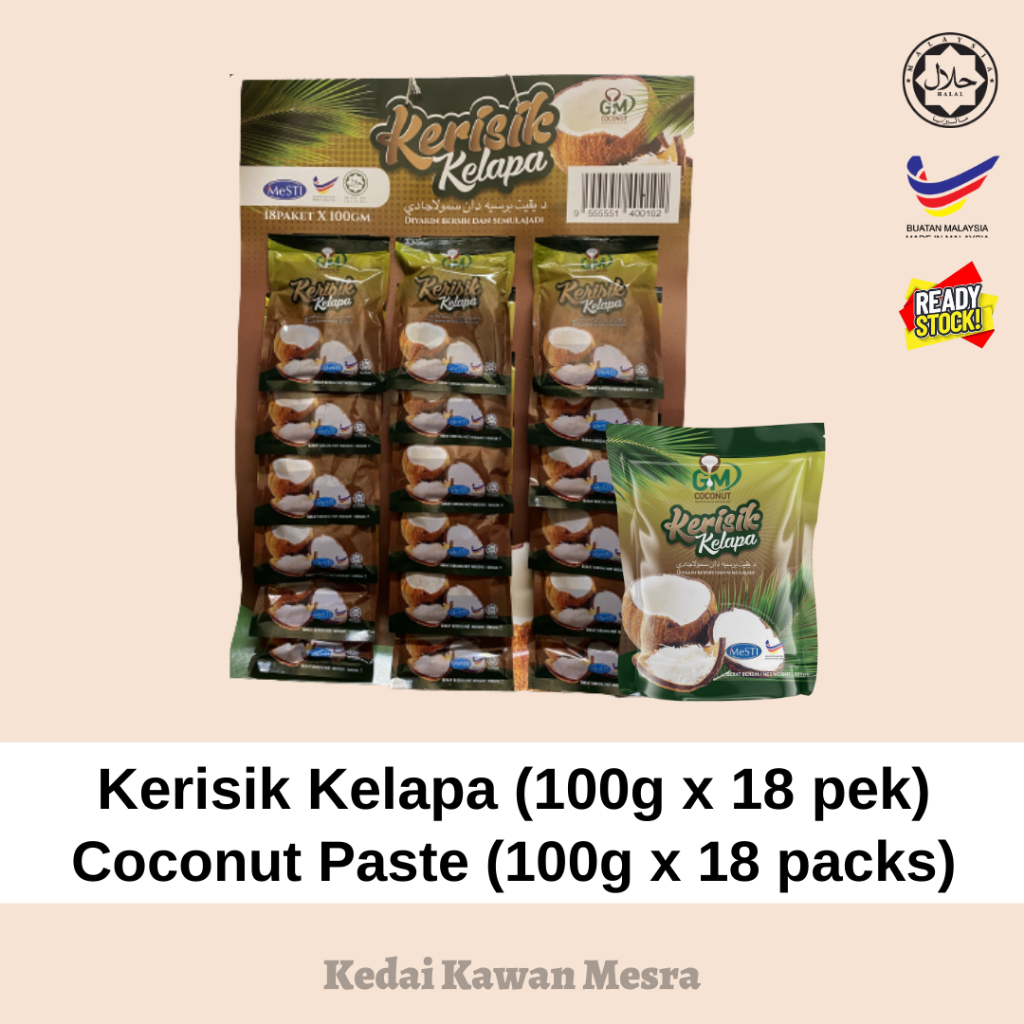 Kerisik Kelapa Toasted Coconut Paste Halal 100g x18packs [Ready Stock