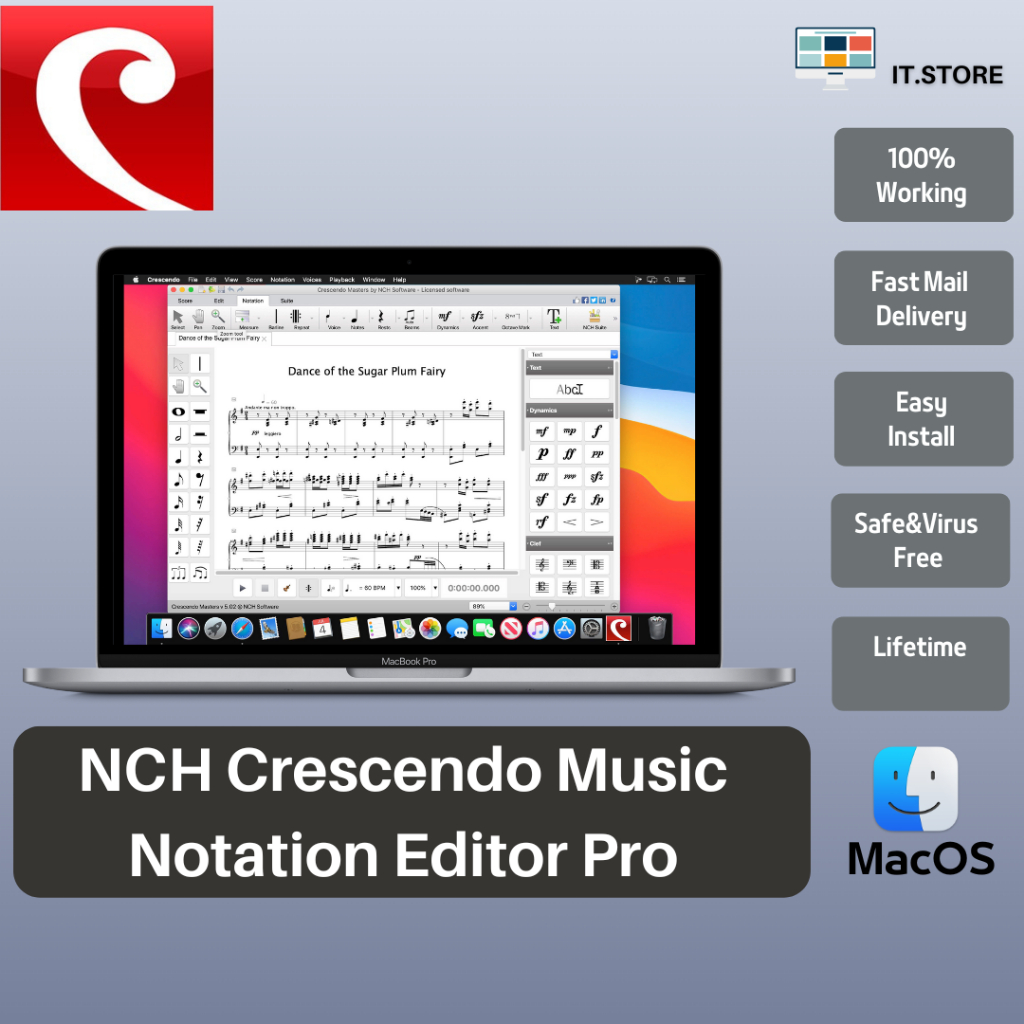 NCH Crescendo Music Notation Editor Pro 8.02 Lifetime for Intel and M1 Chip Apple Silicone MacOs