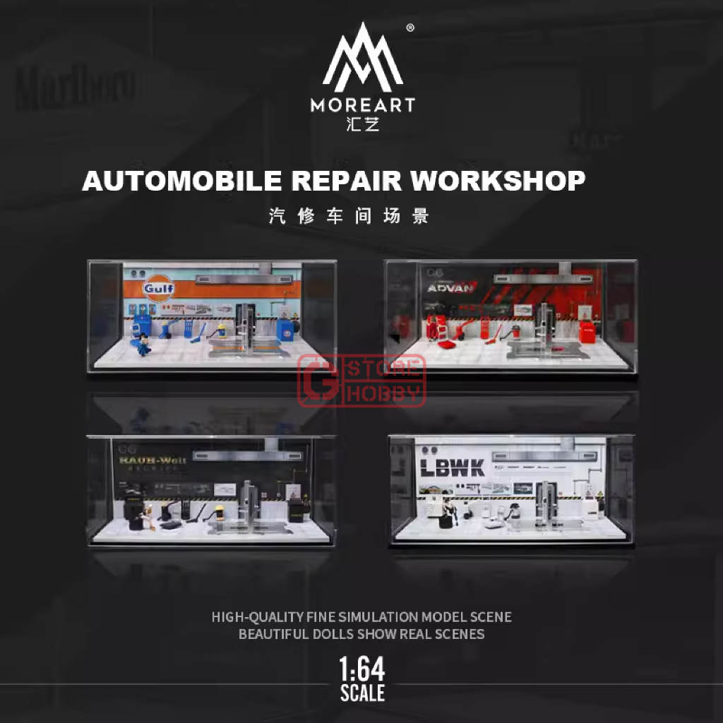 MOREART 1/64 DIORAMA AUTOMOBILE REPAIR WORKSHOP ADVAN GULF RWB LBWK ...