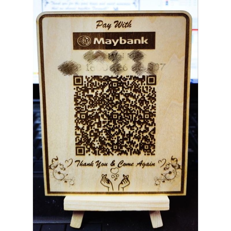 Ewallet QR CODE MAE + Tapak / Maybank QRPAY/ TNG/ Grab Pay WOOD WITH ...