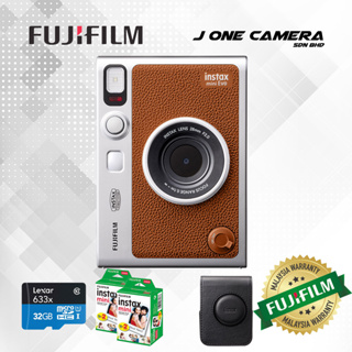  Fujifilm Instax Mini EVO Hybrid Brown Instant Camera, Fuji  Instax Mini Twin Pack Instant Film, 32GB microSD