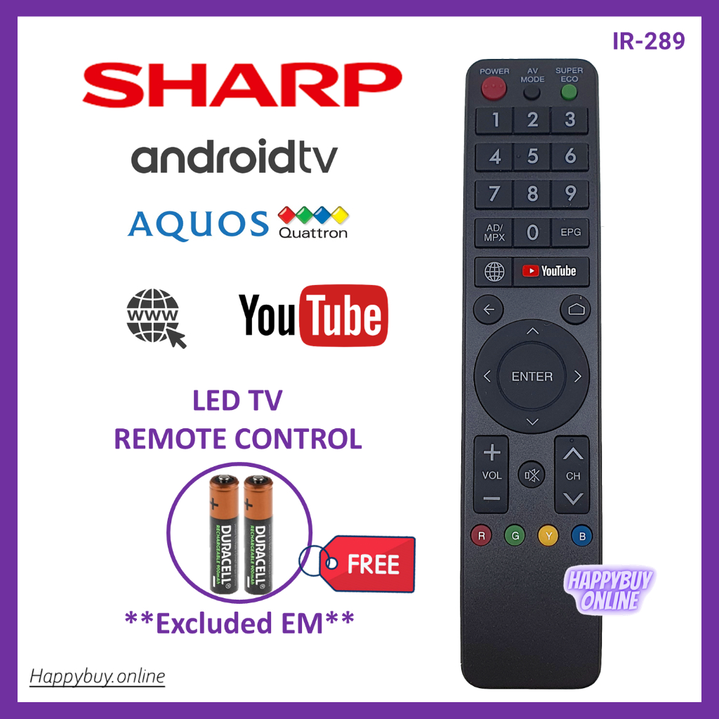 Sharp Aquos Android Smart Flat Panel TV Remote Control IR-289 Sharp ...