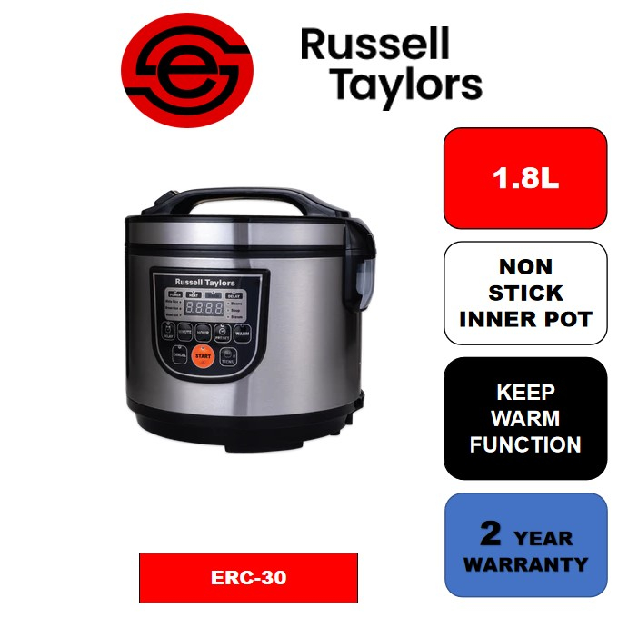 Russell Taylors Fuzzy Logic Smart Rice Cooker Steam Rack Included (1.8L