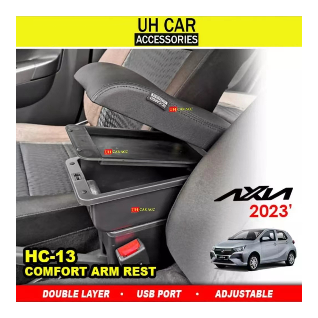 PERODUA AXIA 2023 A300 CAR ARM REST COMFORT ADJUSTABLE CONSOLE BOX ARM ...