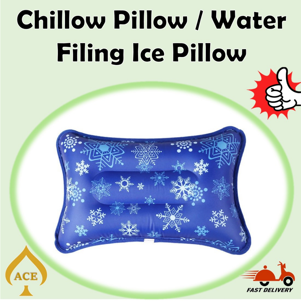 Cool Fever Pillow Bantal Sejuk Cold Pillow Ice Cooling Pad Water Filling Pillow with Ice Crystal