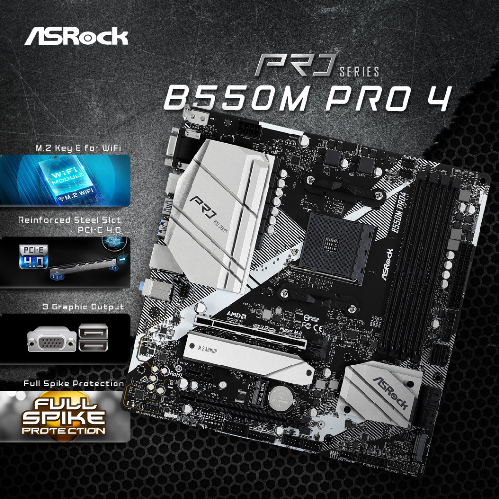 ASRock B550M PRO4 mATX AMD Motherboard # AMD AM4 | Shopee Malaysia