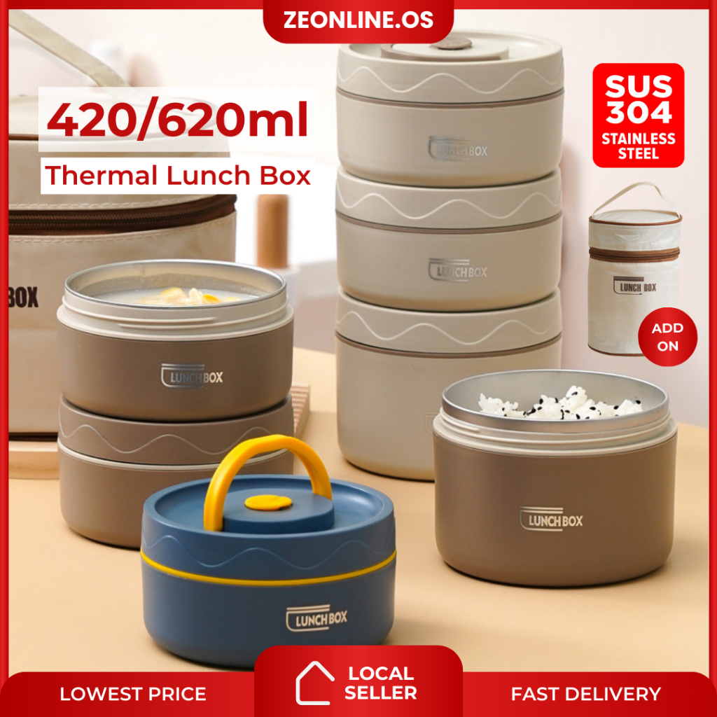 Japanese Style Stackable 304 Stainless Steel Thermal Lunch Box | Shopee