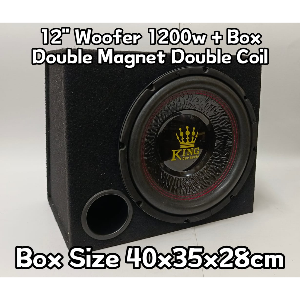 KING Car Audio 1200Watts High Power 12" inch Woofer with Box DOUBLE
