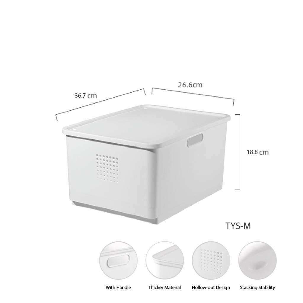 Heave Duty Stackable White Storage Box Organizers with wheel Lid