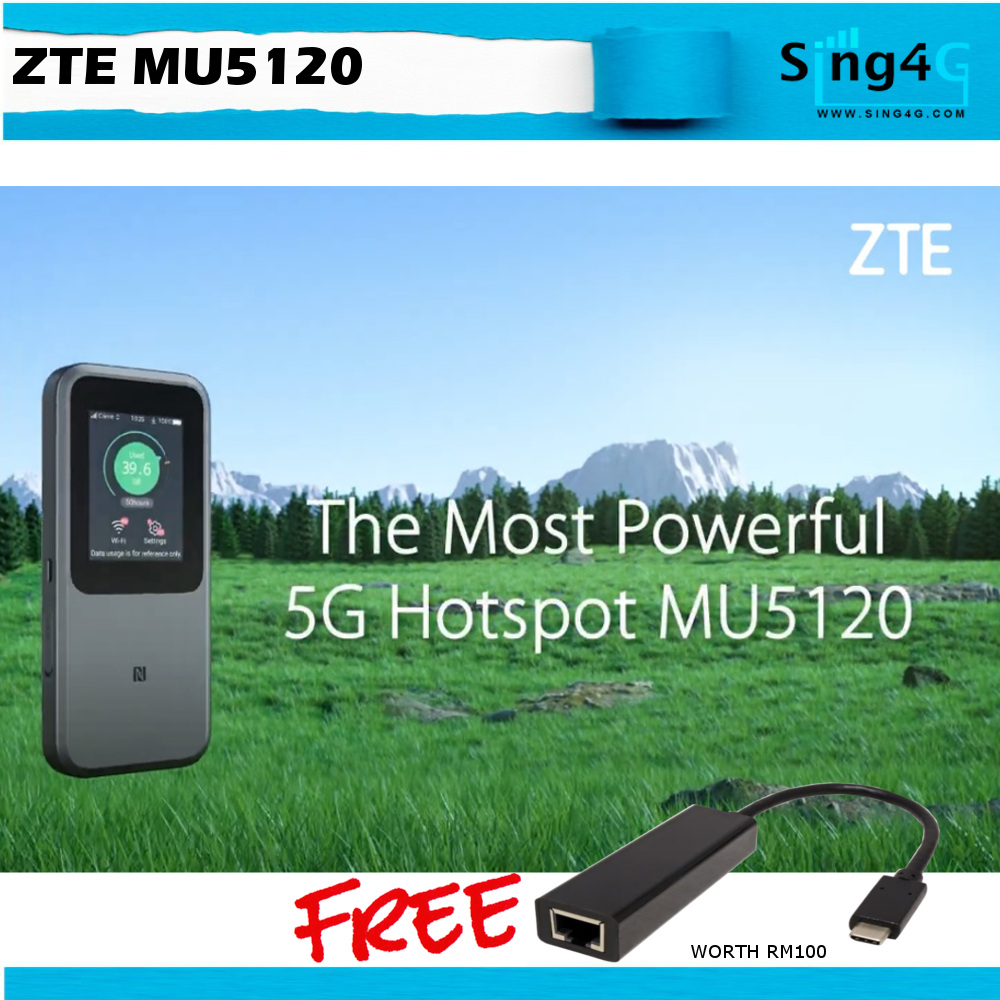 ZTE MU5120 5G MIFI Portable Hotspot (5G 2.7Gbps 64WIFI Share 10000mAH