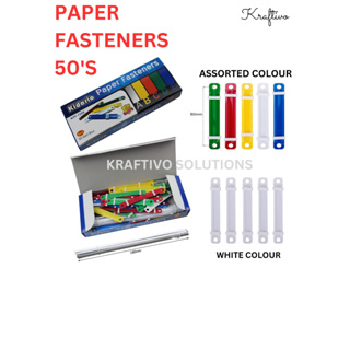 50 Sets Plastic File Fastener 2 Holes Paper Fastener Binder Clip, Mixed  Color