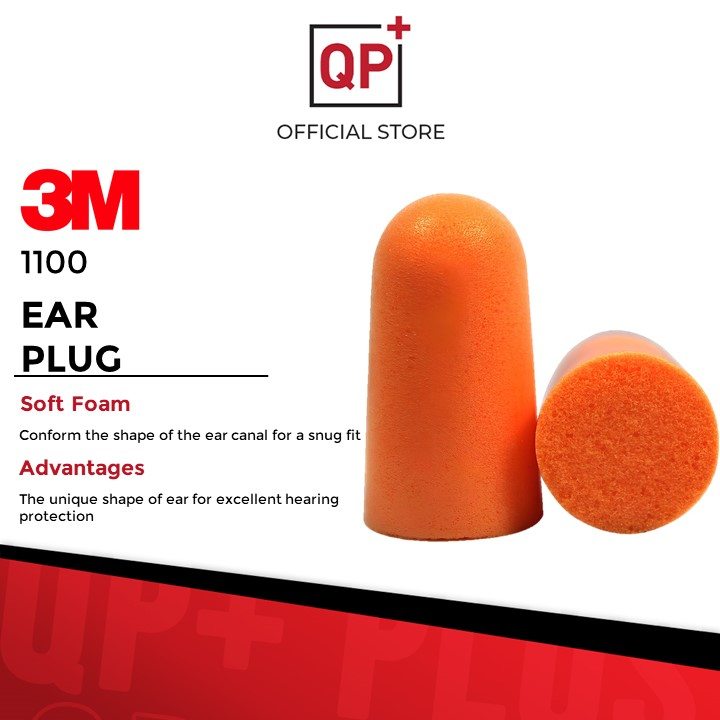 3M 1100 UNCORDED FOAM EAR PLUG PPE NOISE REDUCER PENUTUP PENGHADANG