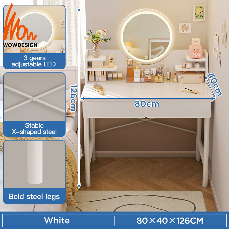 Dressing Table Mirror LED Light Meja Solek Makeup Table With Mirror