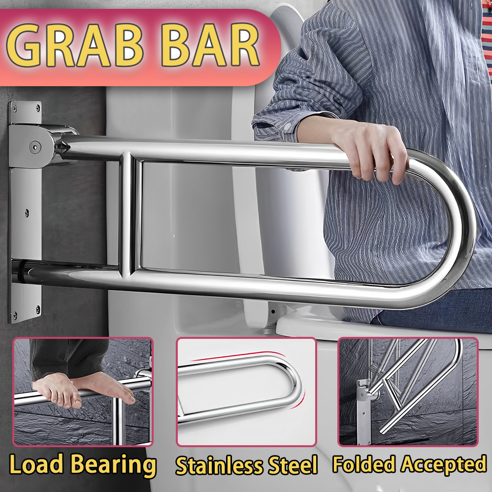 U-Shaped Handle Grab 304 Stainless Foldable Safety Handrail Handicaped ...