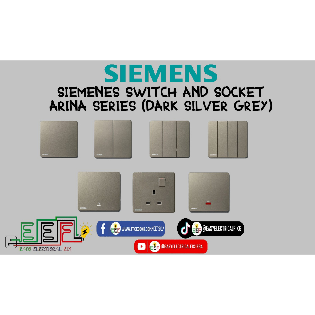 Siemens Switches And Sockets Arina Series (Dark Silver Grey) Shopee
