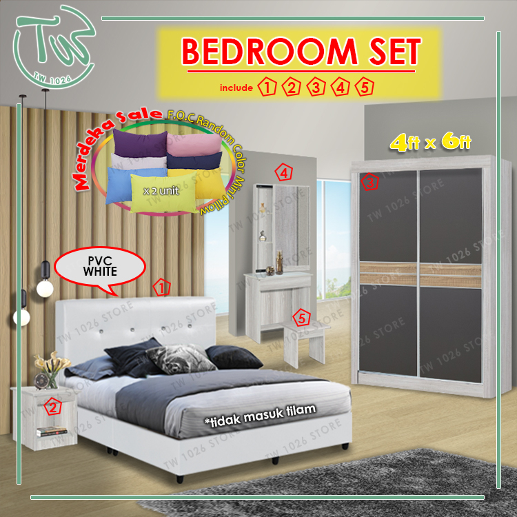 [TW][Siap Pasang][QUEEN/ KING][SET B] Bedroom Set/Set Bilik Tidur/4