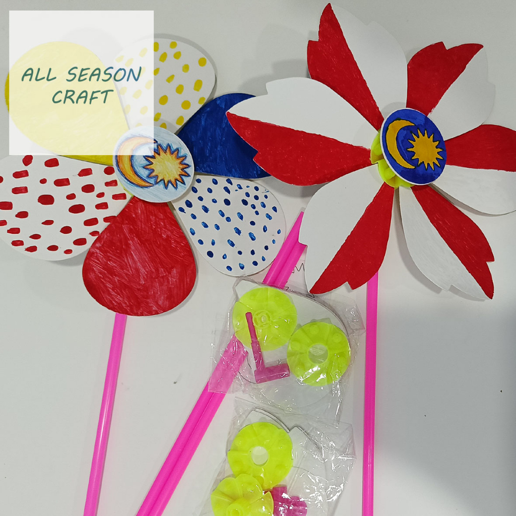 DIY Merdeka Flower Pinwheel Pack of 10 Art Craft For Kids / Kraf Hari ...