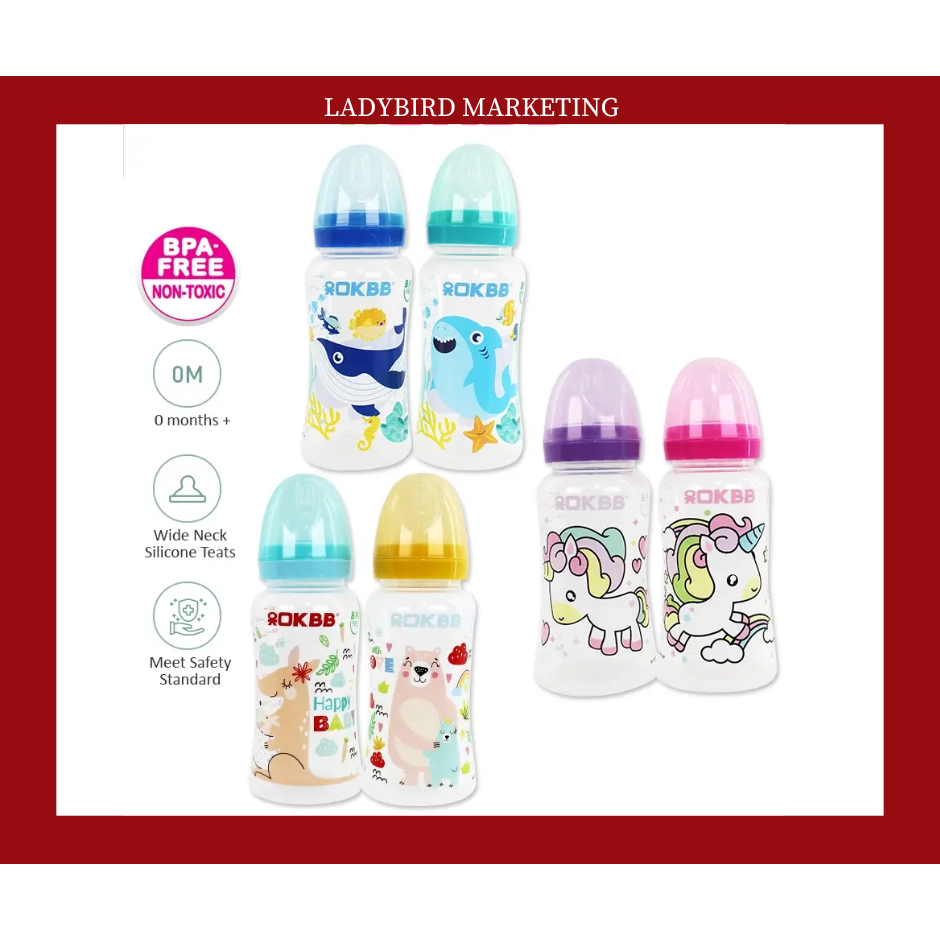 OKBB Twin Pack Feeding Bottle 12oz Wide Neck B131/P | Shopee Malaysia