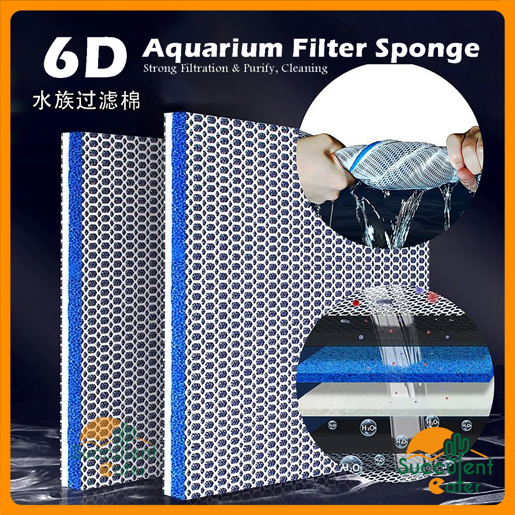 Reusable 6D Aquairum Filter Sponge Fish Tank Filter Media Sponge