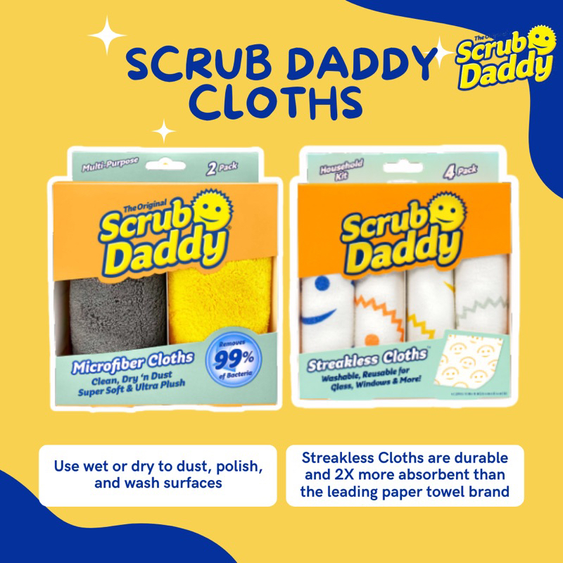 Scrub Daddy Streakless Cloths for Glass Window Microfibre Set Shopee
