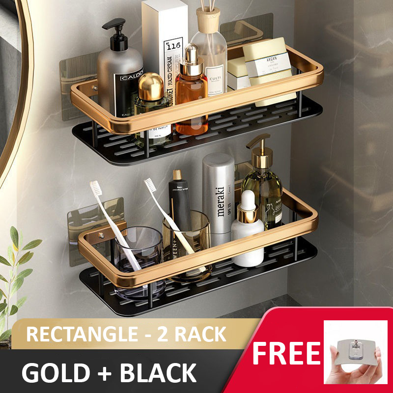 MINIMA Bathroom Wall Rack Organizer Gold Corner Rack Shelf Shower ...