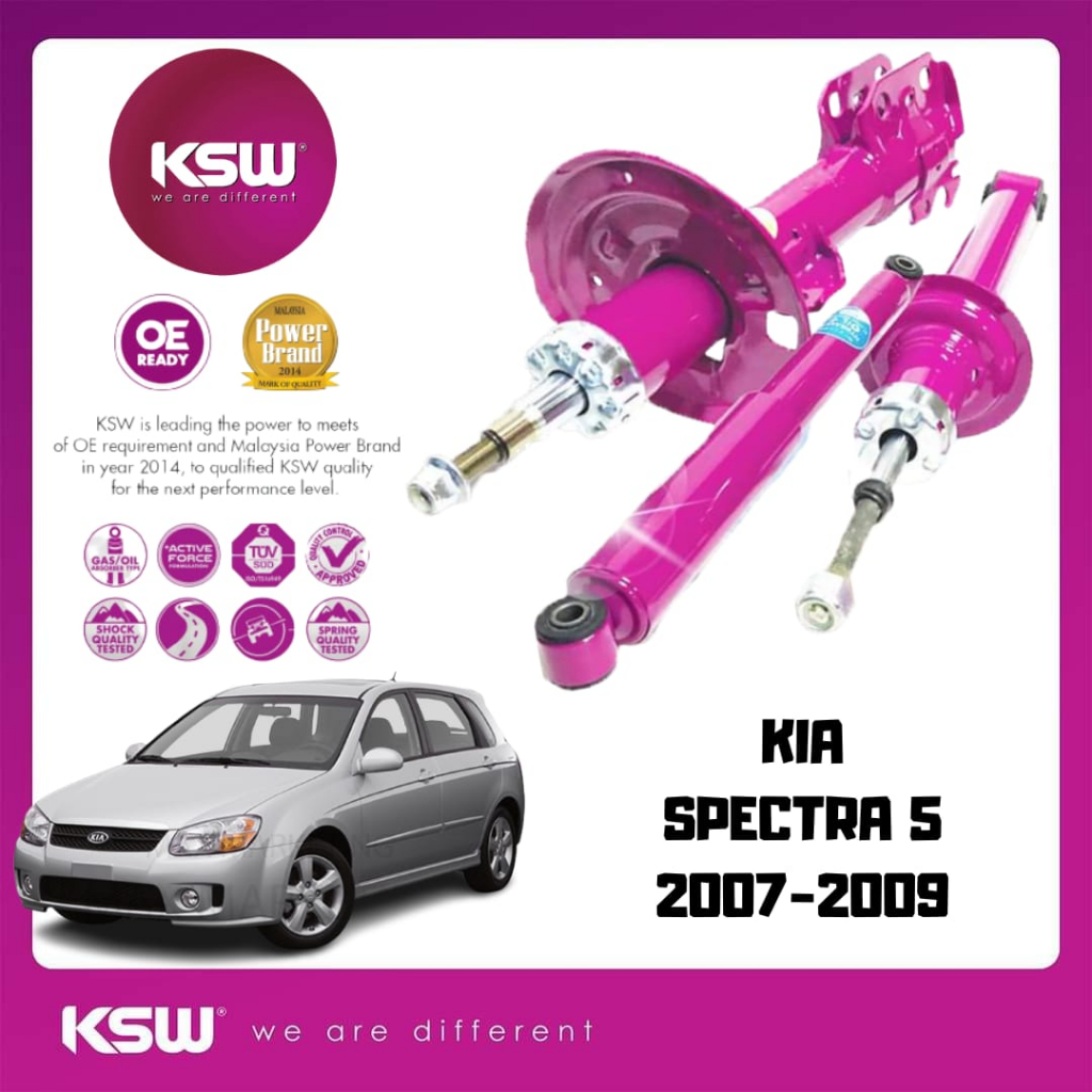 KSW GAS HEAVY DUTY ABSORBER - KIA SPECTRA 5 1.6 Front &rear | Shopee ...