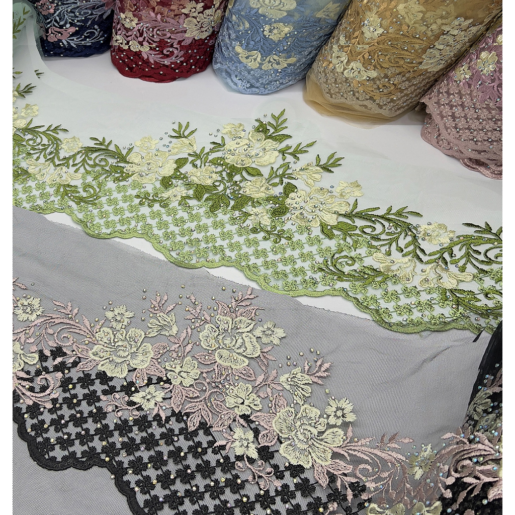 Kain Renda Border Baju Lace Batu Kilat （Harga Untuk 50cm atau setengah ...