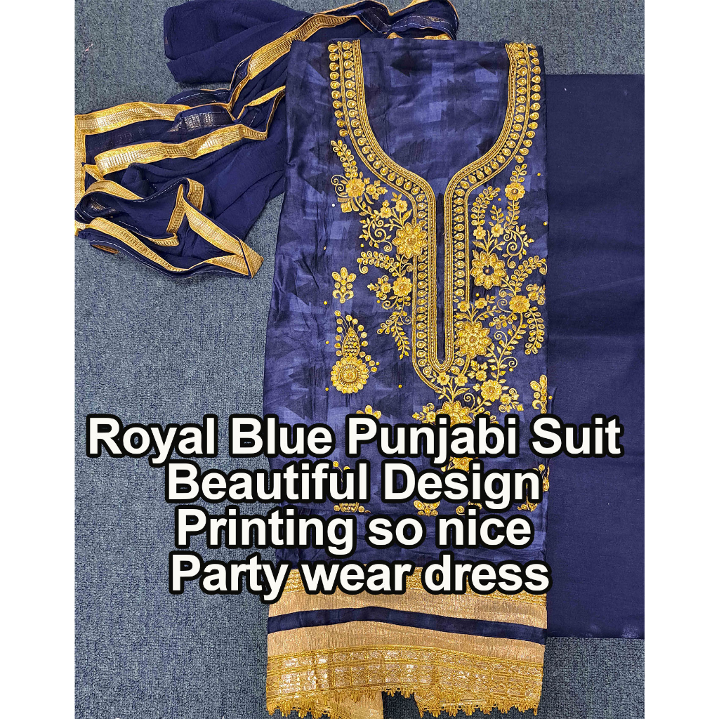 Blue colour punjabi top suit design