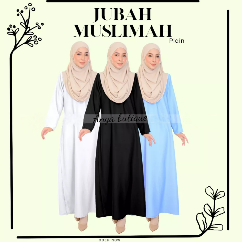 JUBAH MUSLIMAH PLAIN MUSLIMAH LONG DRESSE COMO CREPE BAJU JUBHA PLAIN ...