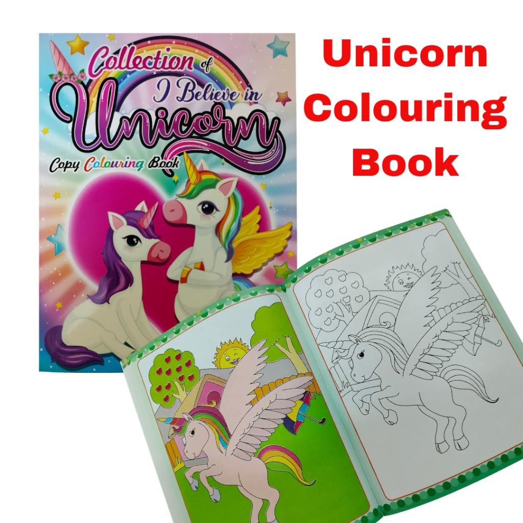 Unicorn Copy Colouring Book for Children Kids / Buku Mewarna Kartun ...