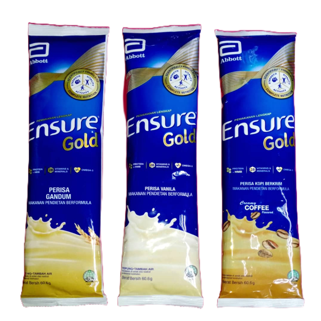 ENSURE GOLD SACHET 60.6G. VANILLA/WHEAT/COFFEE FLAVOUR 1 PACK | Shopee ...