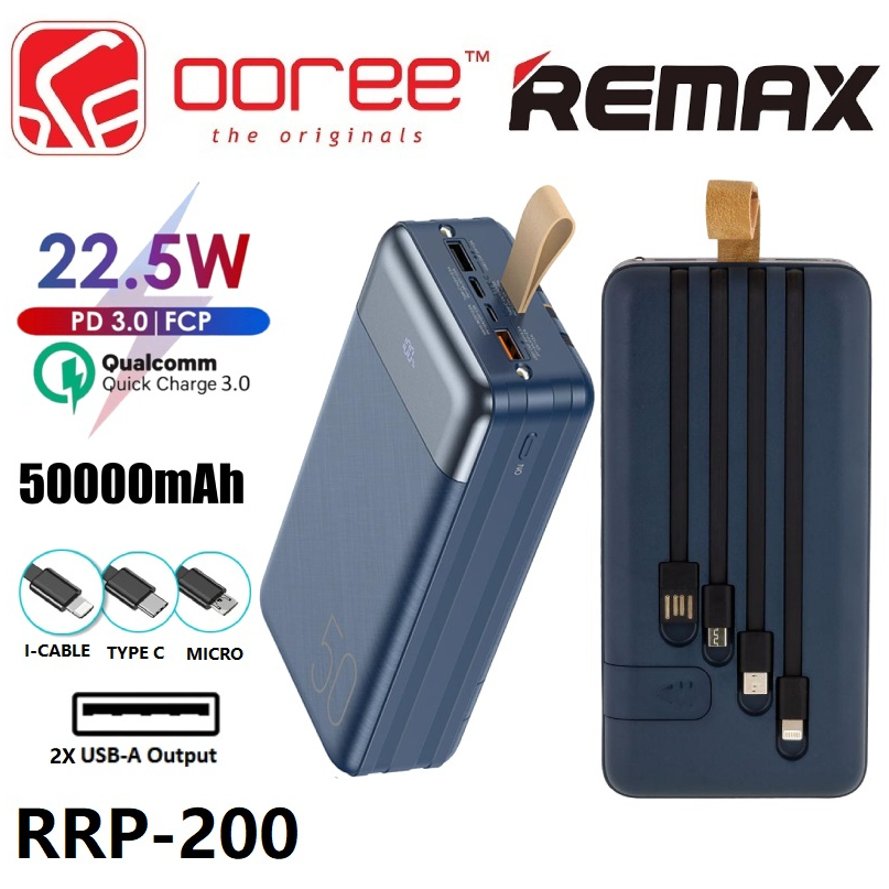REMAX RRP-200 HUNERGY SERIES 50000MAH POWERBANK 22.5W + PD WITH BUILT ...