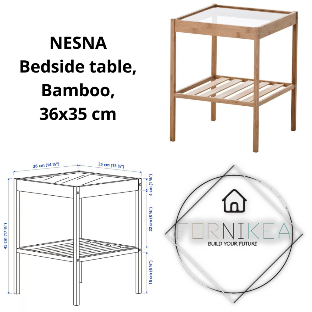 IKEA NESNA Bedside table, Bamboo, 36x35 cm Shopee Malaysia