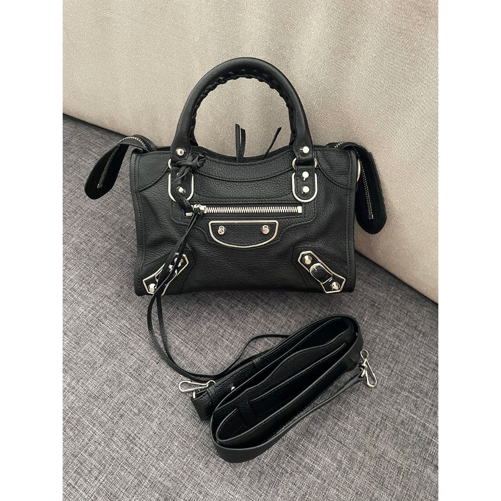 Balenciaga mini discount city black silver