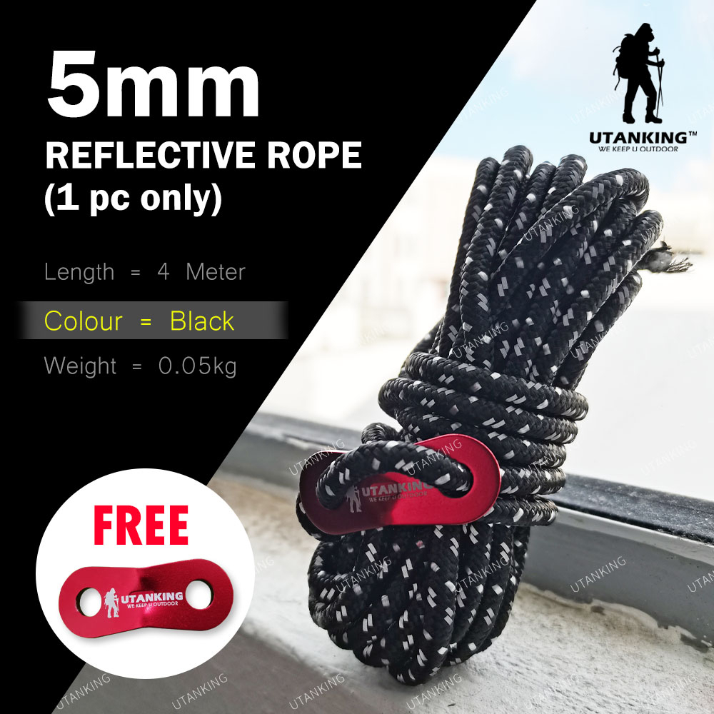 UtanKing™ 4 Meter Reflective Camping Rope Tent Ropes Flysheet Tensioner ...