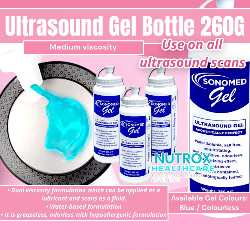 Ultrasound Gel, Blue / Colourless, 260ml, Greaseless, Odorless With ...